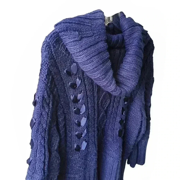 Ralph Lauren Denim & Supply Sweater Women L Navy Cable Knit Cowl - Picture 3 of 10
